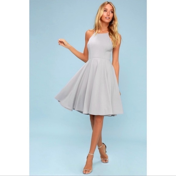 LULU'S Gray Irresistible Charm Midi Dress, Size XS - Picture 1 of 8